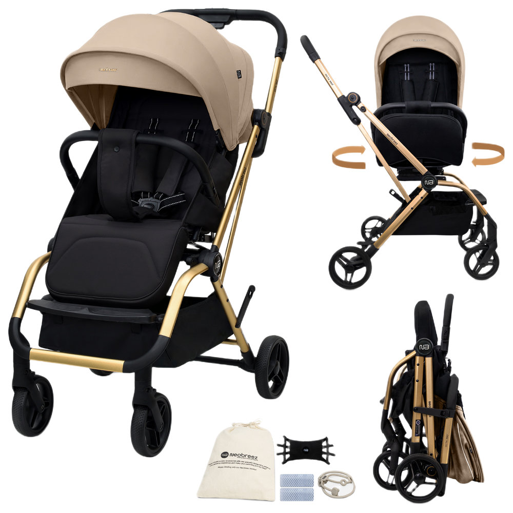 Neobreez - Octa 360 Degree Reversible Travel Stroller - Beige/Black
