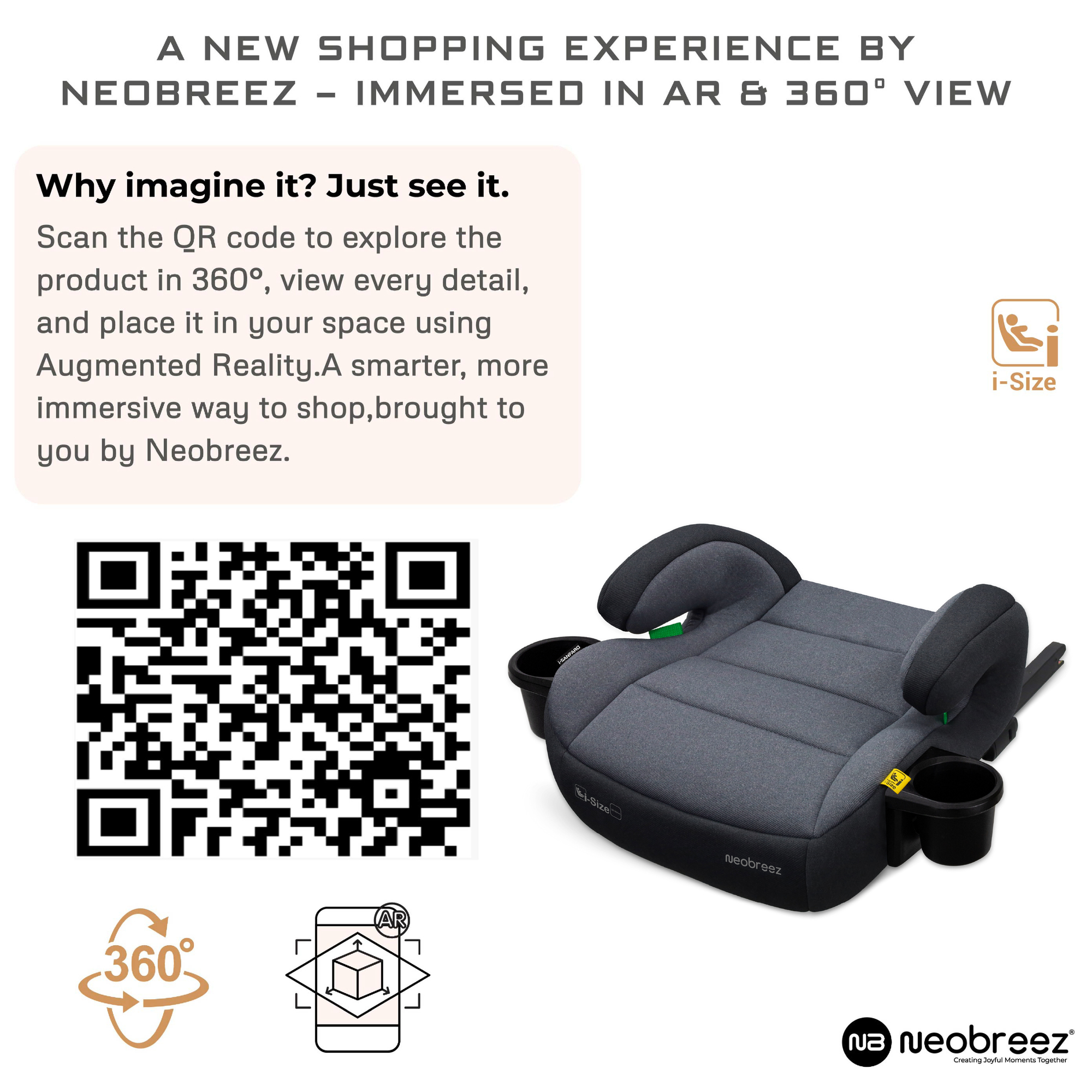 Neobreez - I-Sanfaro i-Size Isofix Booster Seat - Dark Grey/Black