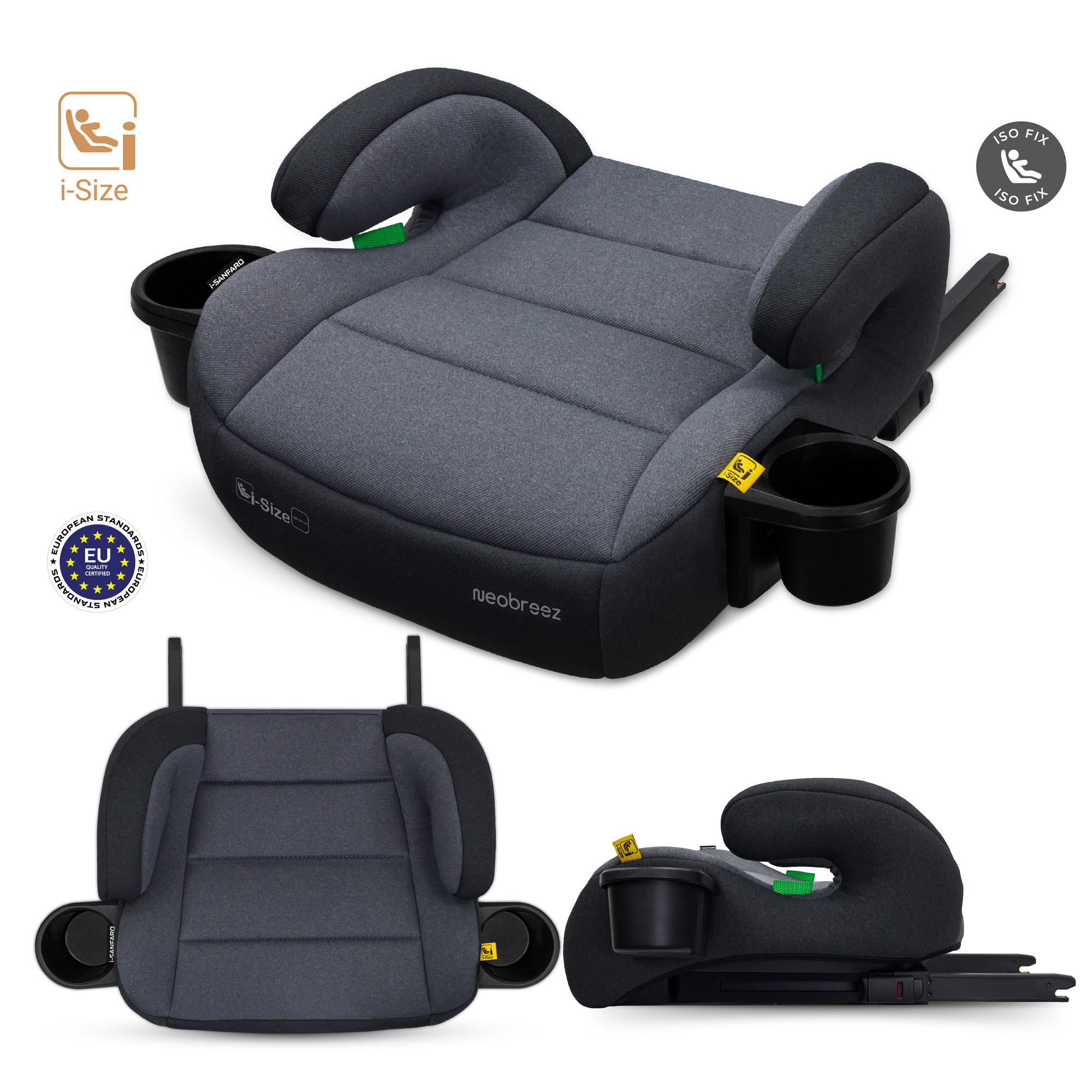 Neobreez - I-Sanfaro i-Size Isofix Booster Seat - Dark Grey/Black