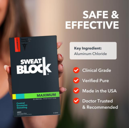 Sweat Block - Antiprespirant Wipes - Pack Of 10