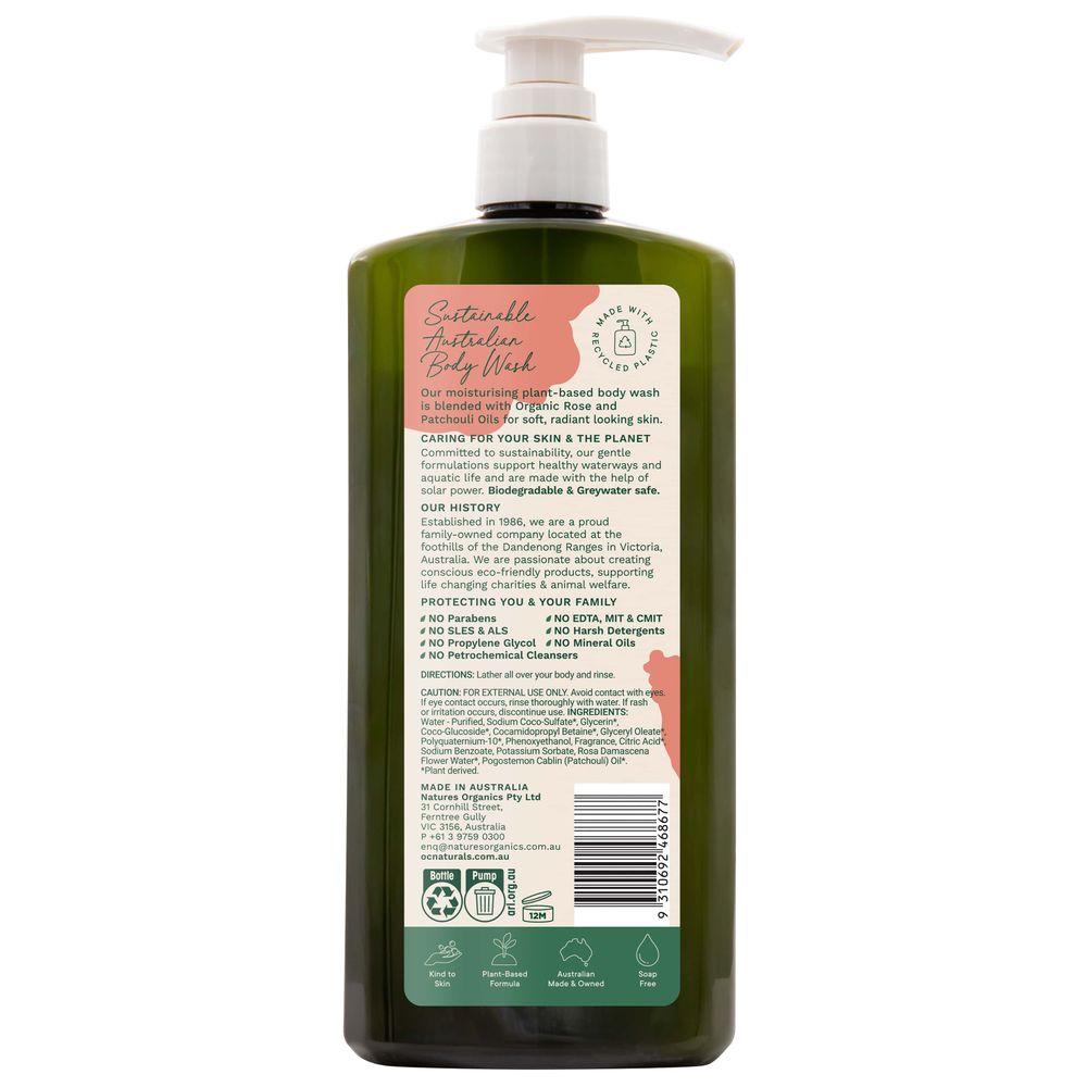 OC Naturals - Rose & Patchouli Moisturising Bodywash - 725ml
