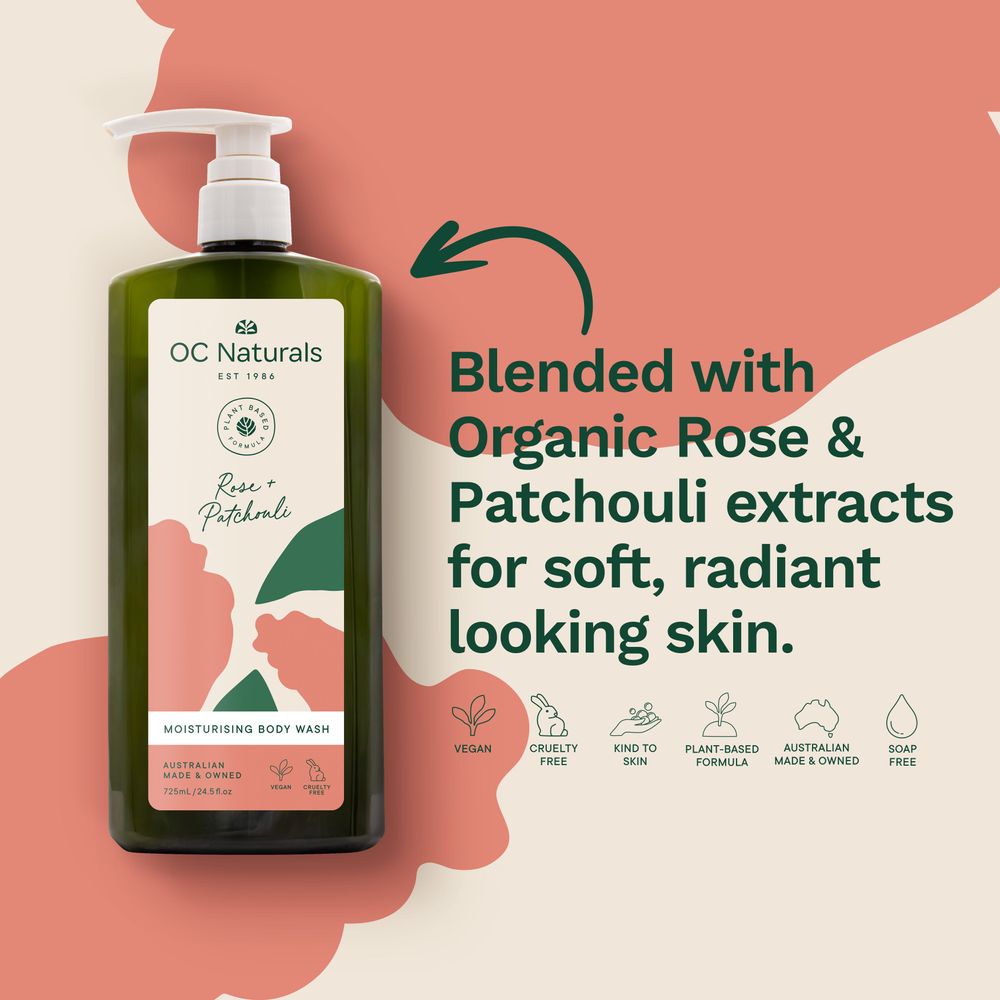 OC Naturals - Rose & Patchouli Moisturising Bodywash - 725ml
