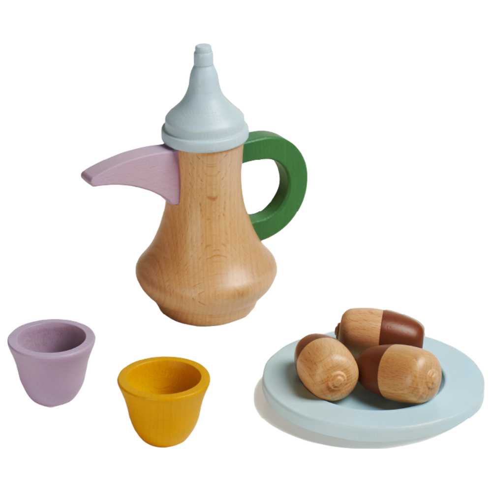 Akwan - Dallah Wooden Set - 8 Pcs