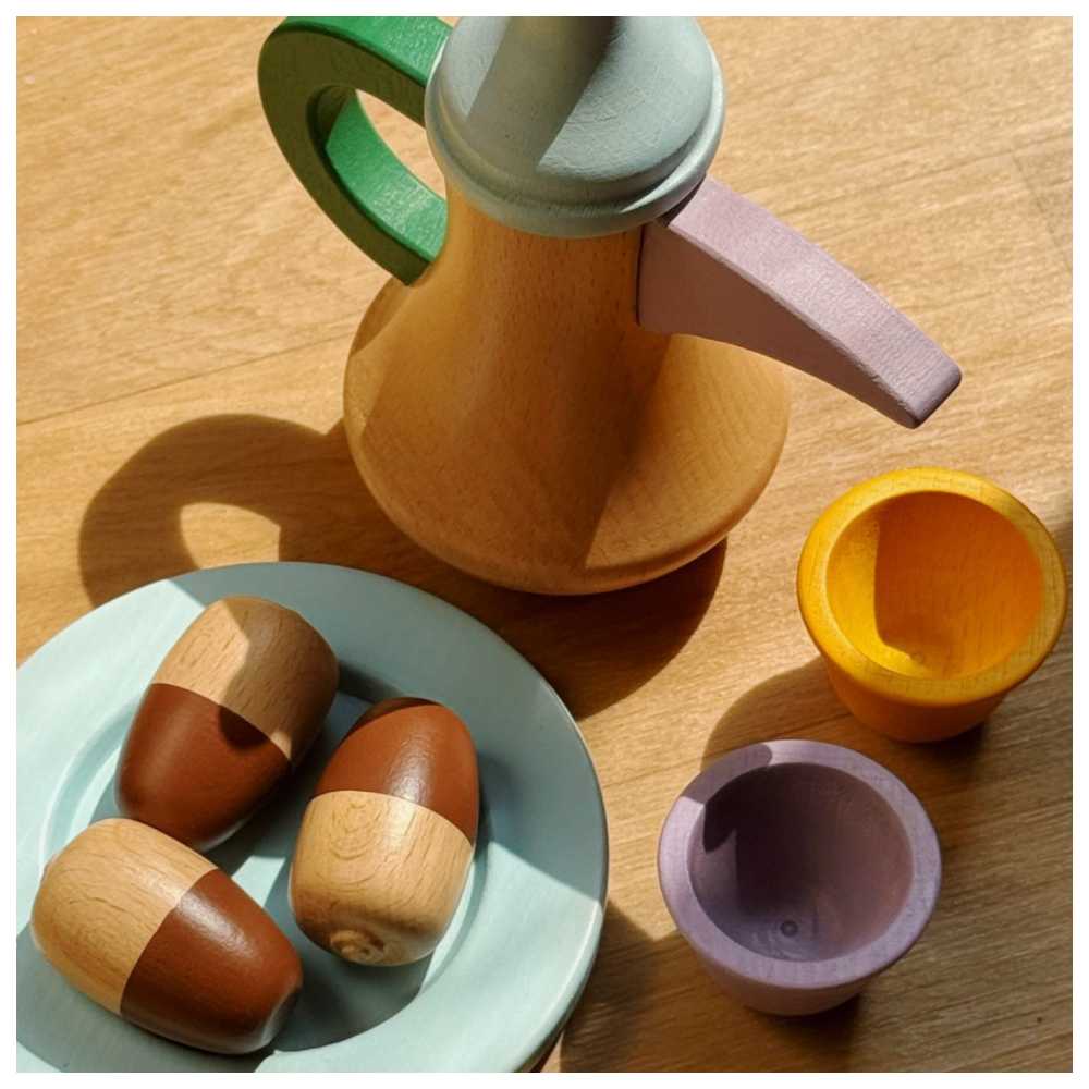 Akwan - Dallah Wooden Set - 8 Pcs