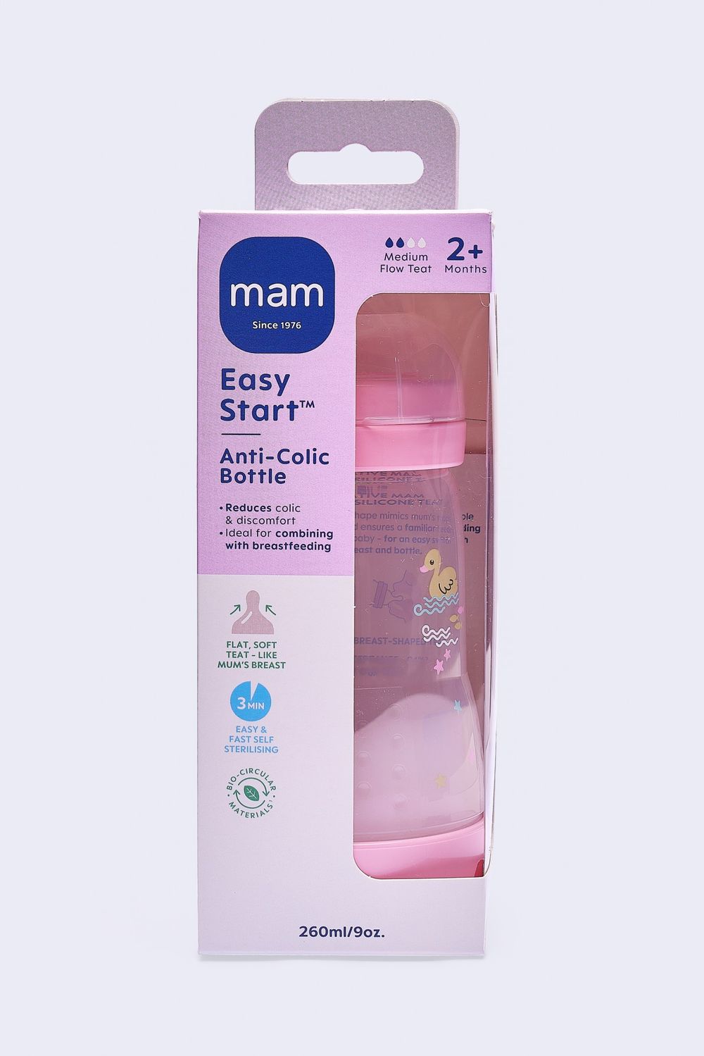 Mam - Baby Easy Start Anticolic Silicone Bottle - Sealife Pink - 260 ml