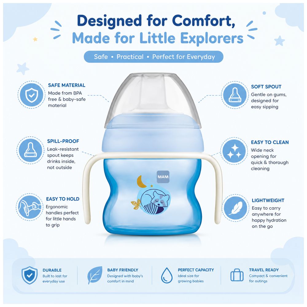 Mam - Baby Starter Silicone Cup - Fores Blue - 150 ml