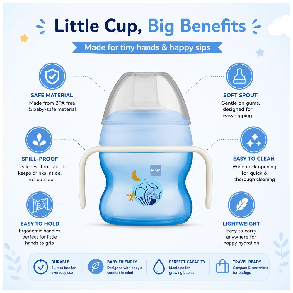 Mam - Baby Starter Silicone Cup - Fores Blue - 150 ml