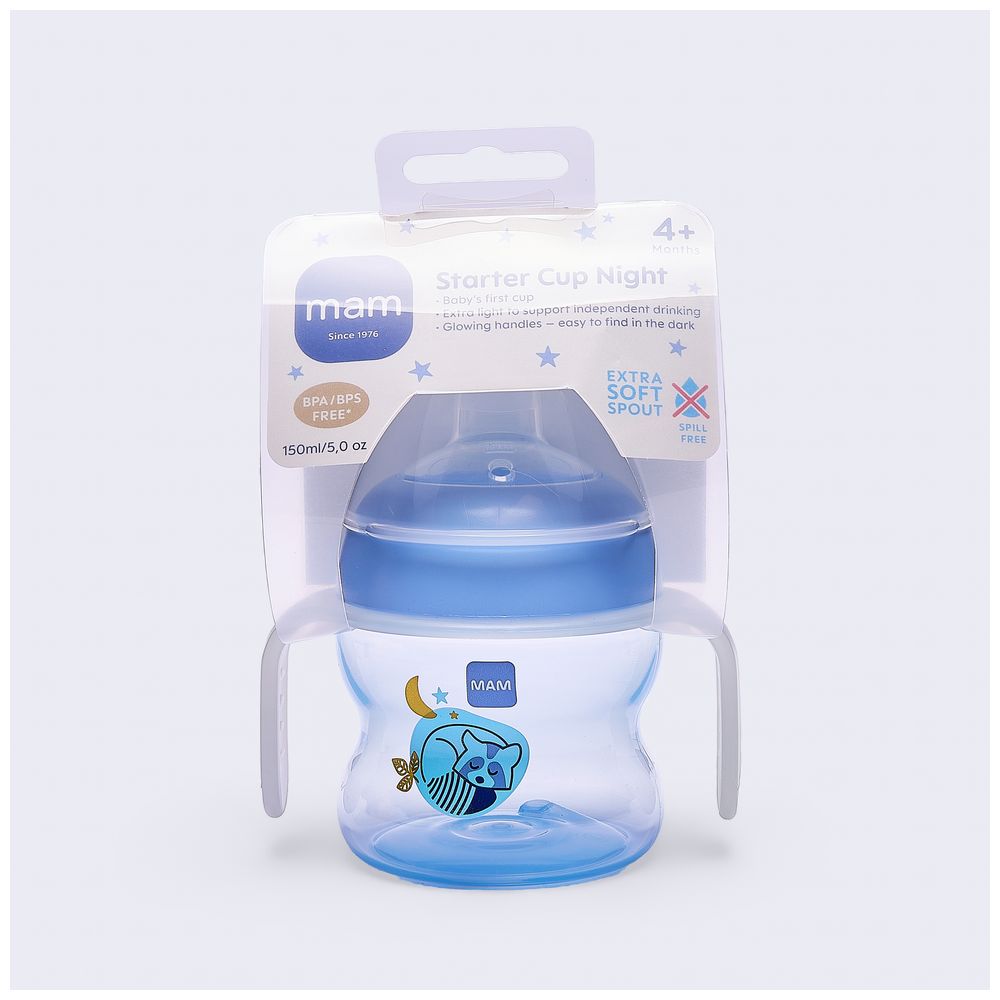 Mam - Baby Starter Glow In The Dark Night Silicone Cup - Fores Blue - 150 ml