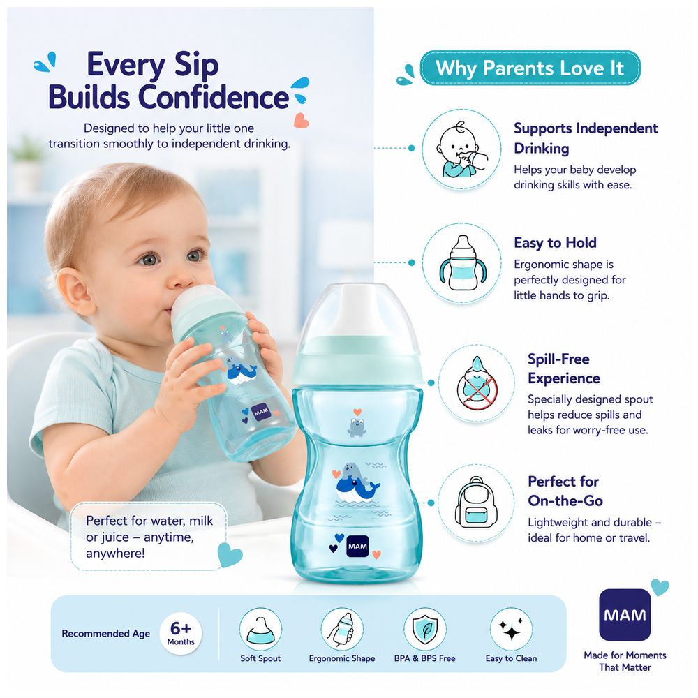 Mam - Baby Fun To Drink Better Together Night Silicone Cup - Purple - 270 ml