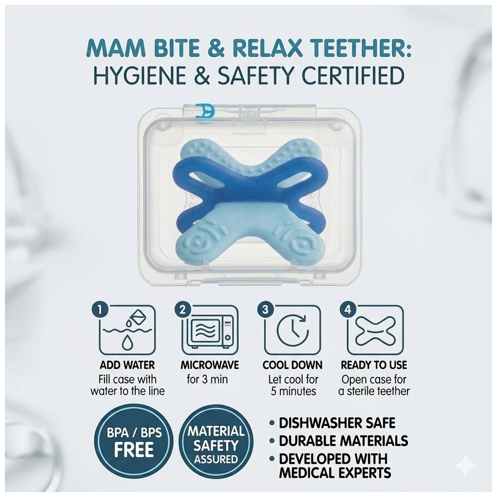 Mam - Bite And Relax Mini Teether - Blue