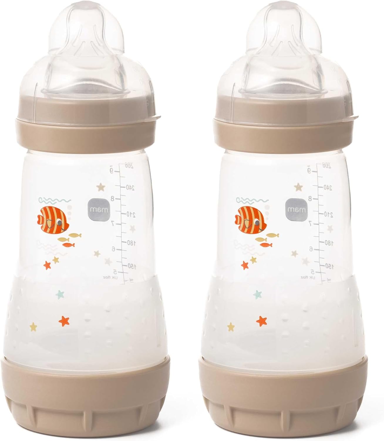 Mam- Baby Easy Start Anti Colic Bottle - Beige - 260 ml - 2 Pc Set