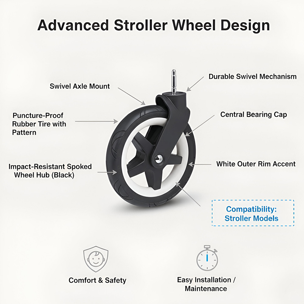 Bugaboo Donkey/Buffalo Front Swivel Wheel - White - 10-Inch