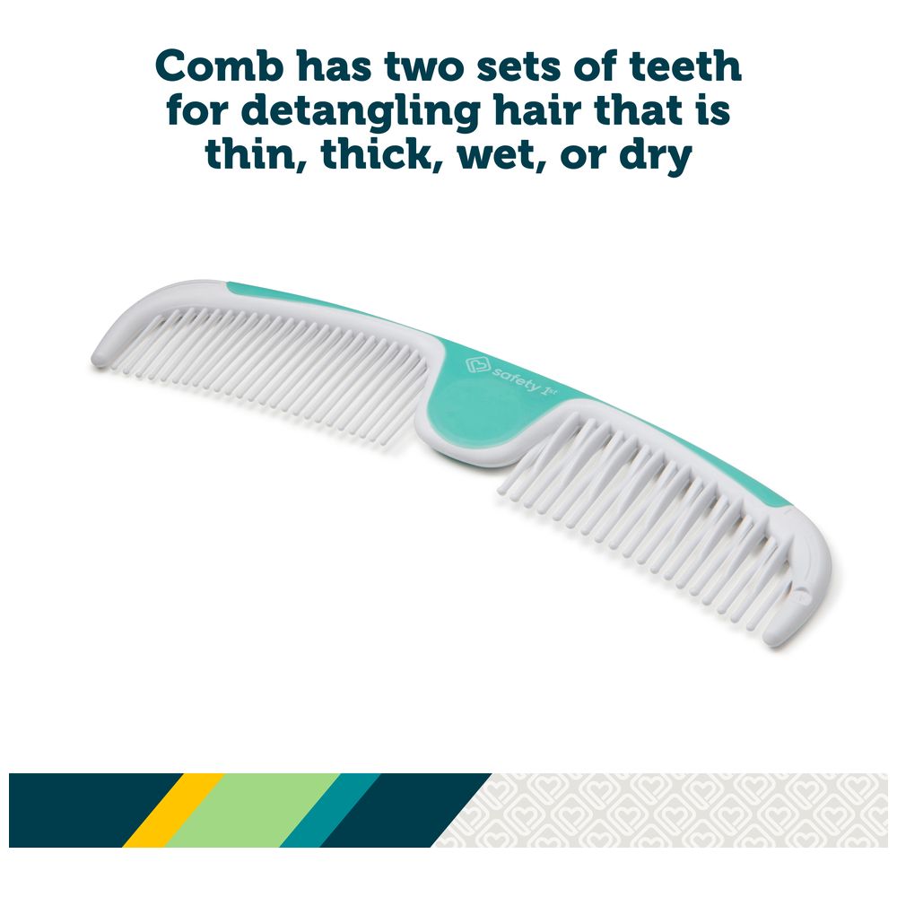 Safety 1st - Baby Easy Grip Brush And Comb Set - White/Aqua - 2 Pcs