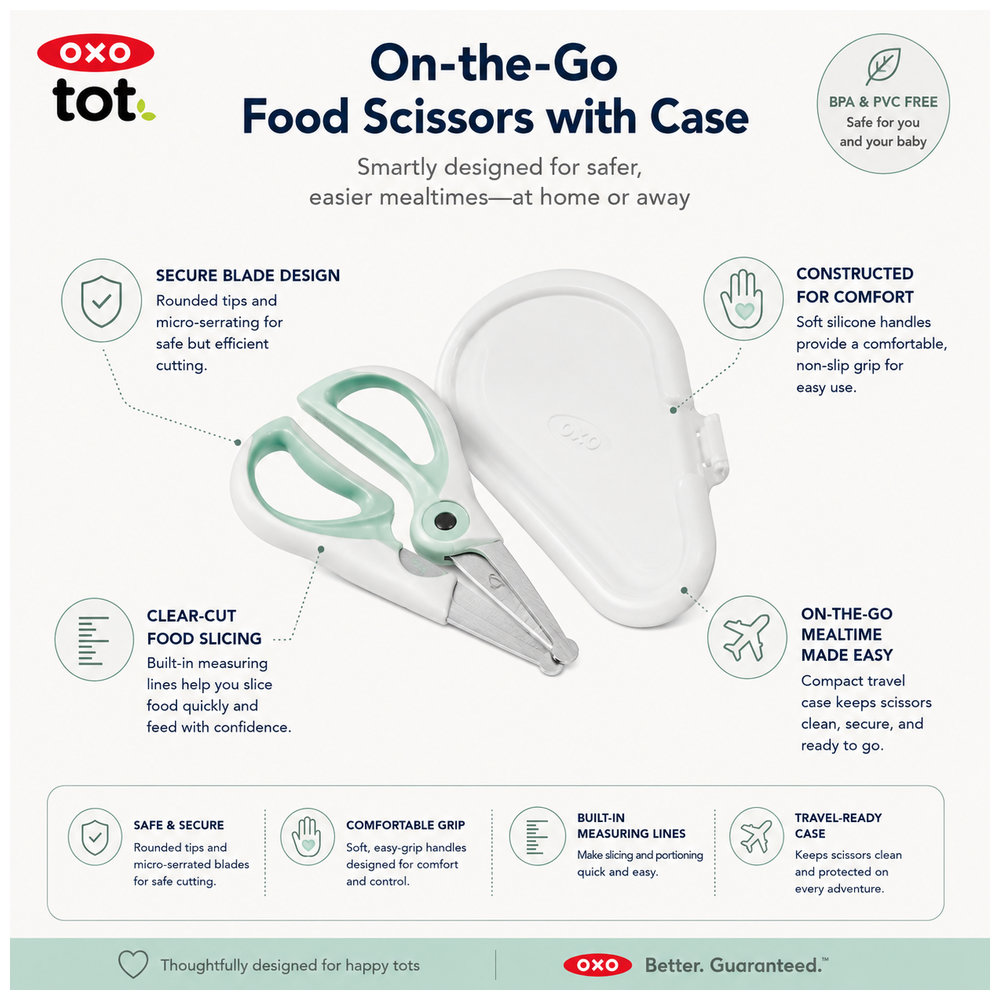 Oxo-Tot - On The Go Food Scissors With Case - Green