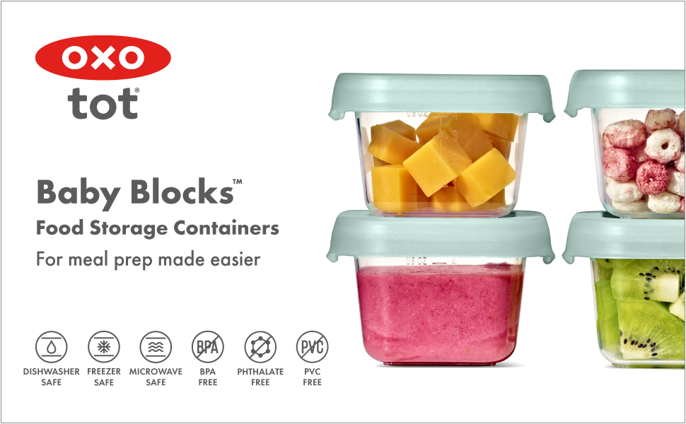 Oxo-Tot - Baby Blocks Food Storage Container Set - Opal - 4 Pcs - 115 gm