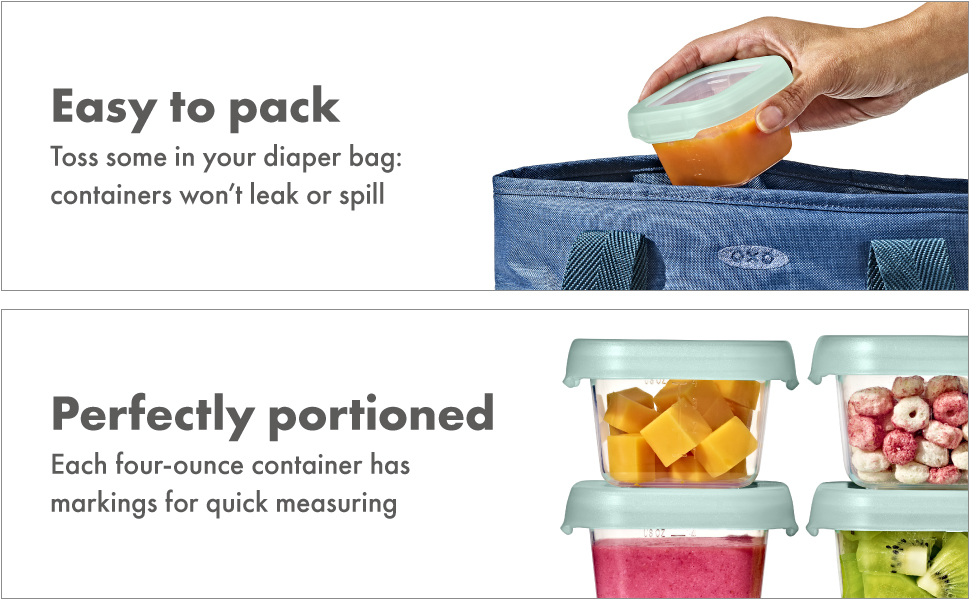 Oxo-Tot - Baby Blocks Food Storage Container Set - Opal - 4 Pcs - 115 gm