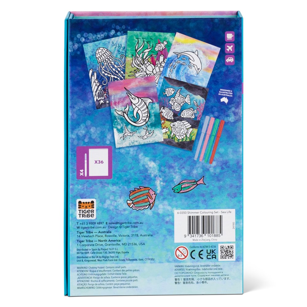 Tiger Tribe - Sea Life Themed Shimmer Colouring Set - 5pcs