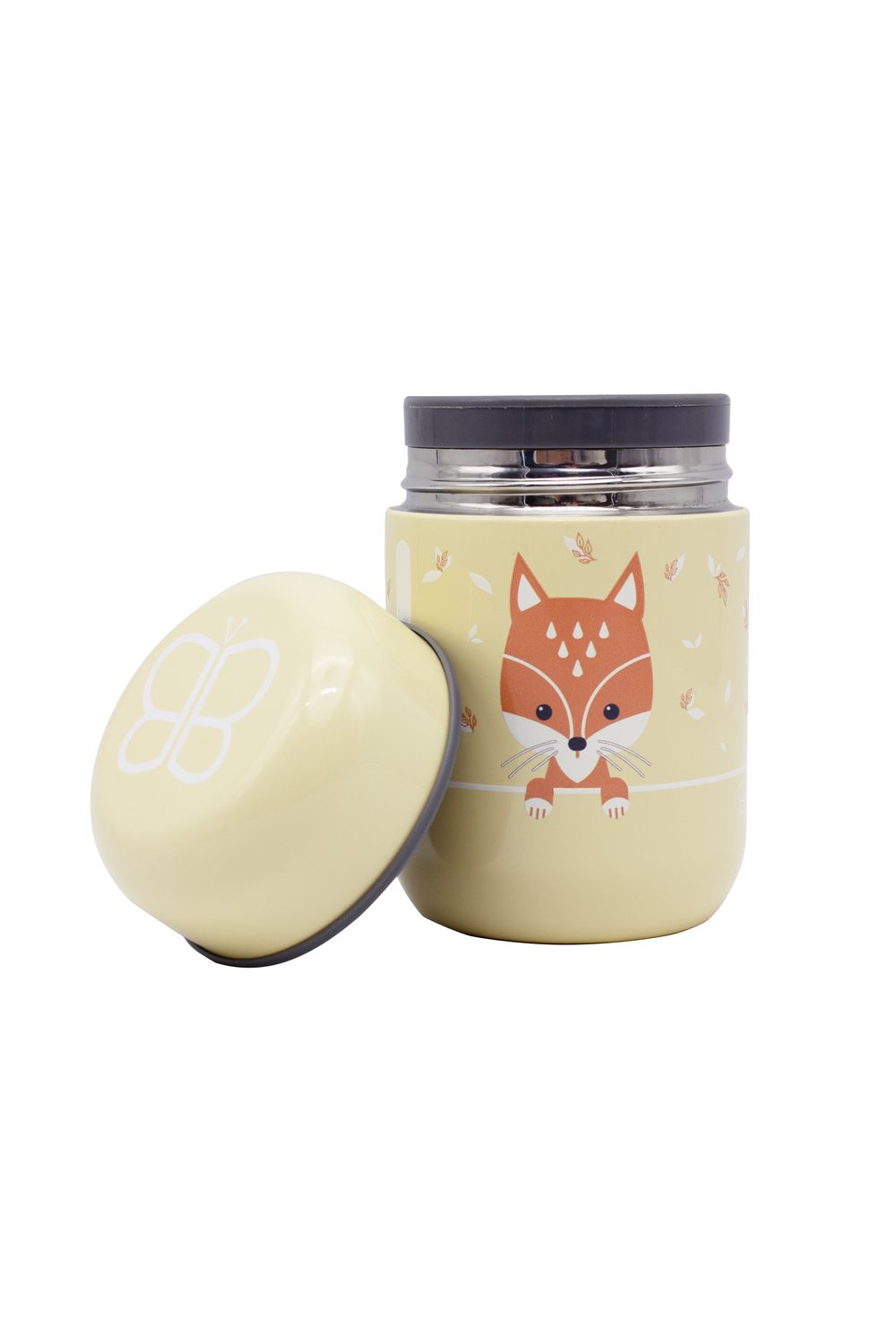 Bbluv - Fox Thermal Food Container With Spoon - Sand - 300 ml