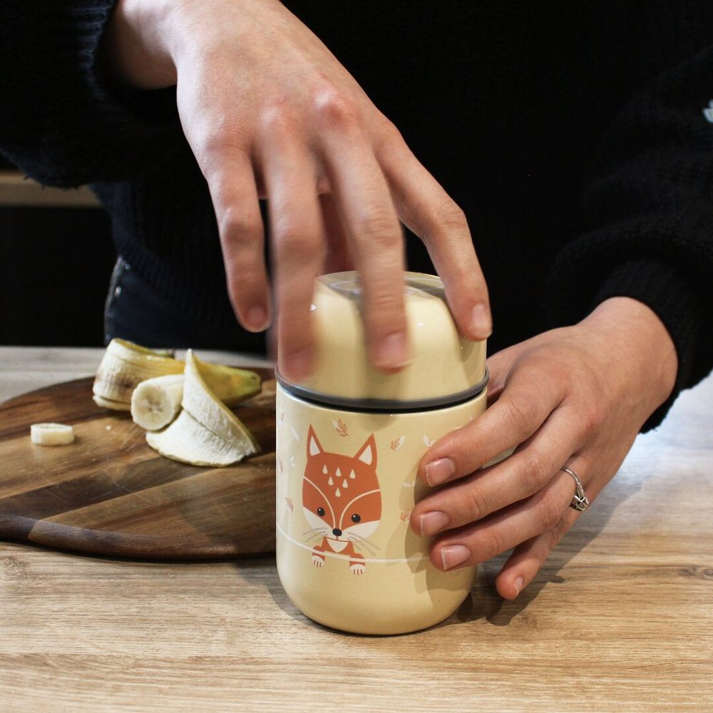 Bbluv - Fox Thermal Food Container With Spoon - Sand - 300 ml