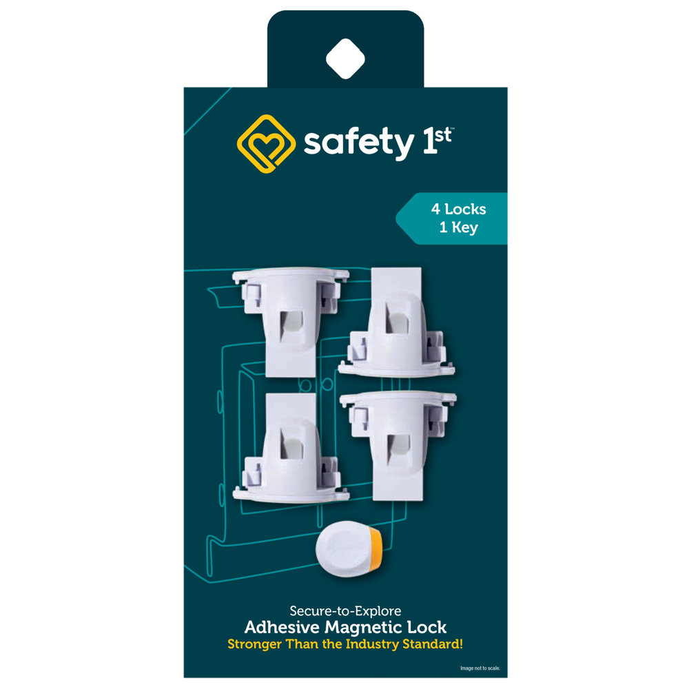 Safety 1st - Secure-to-Explore Adhesive Magnetic Locks- White - 4 Pc Set