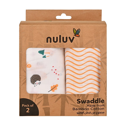 Nuluv - Bamboo Cotton Swaddle Wrap Set - Squirrel/Stripe - 2 Pcs