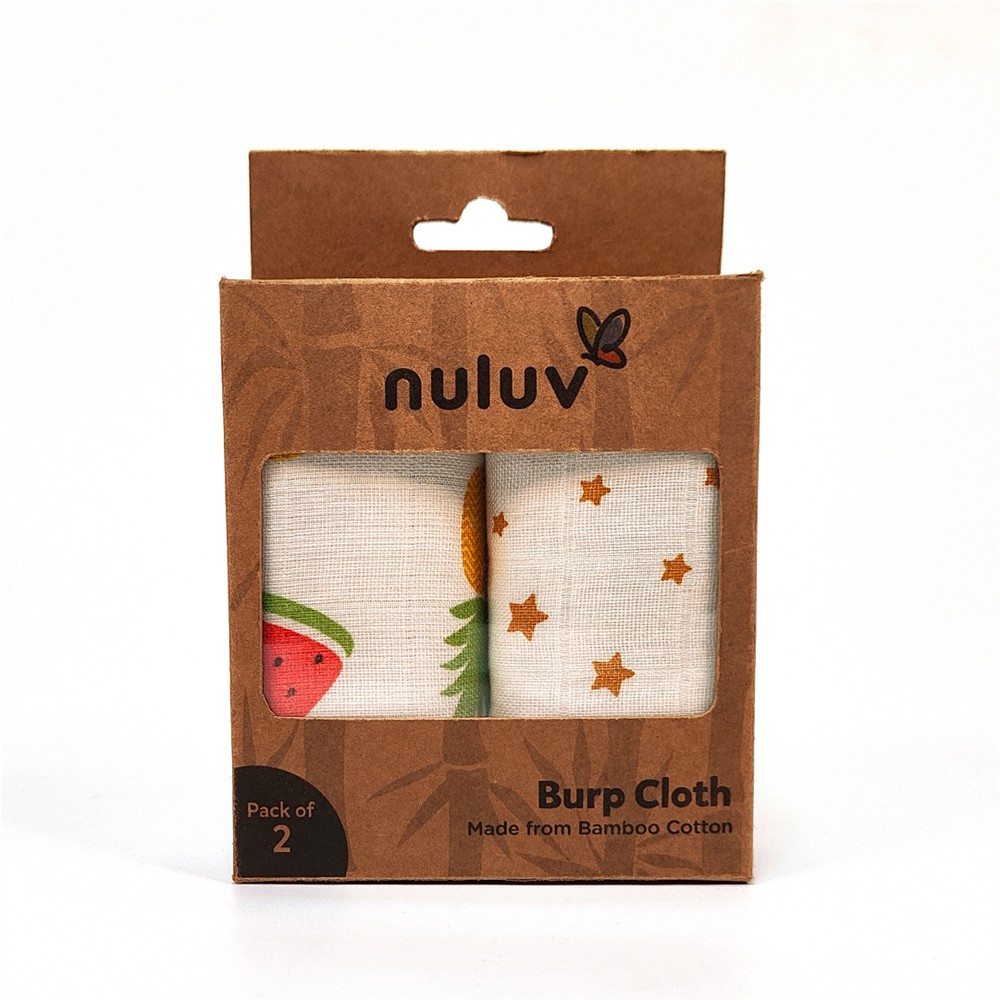 Nuluv - Yellow Pineapple And Stars Burp Cloth - 2 Pc Set