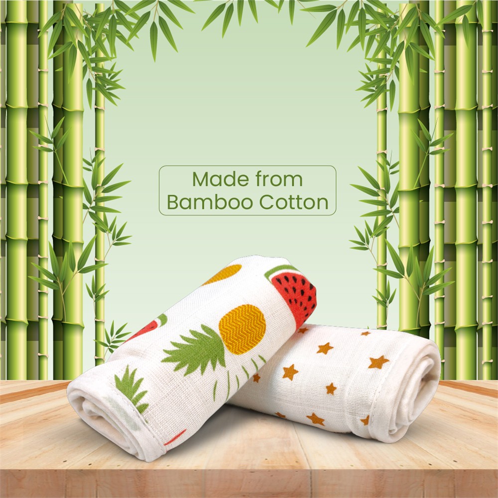 Nuluv - Yellow Pineapple And Stars Burp Cloth - 2 Pc Set