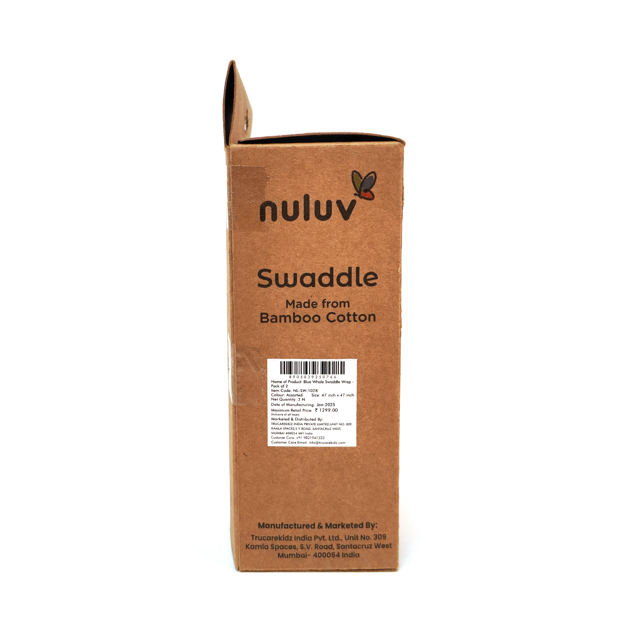 Nuluv - Bamboo Cotton Swaddle Wrap Set - Whale/Star - 2 Pcs