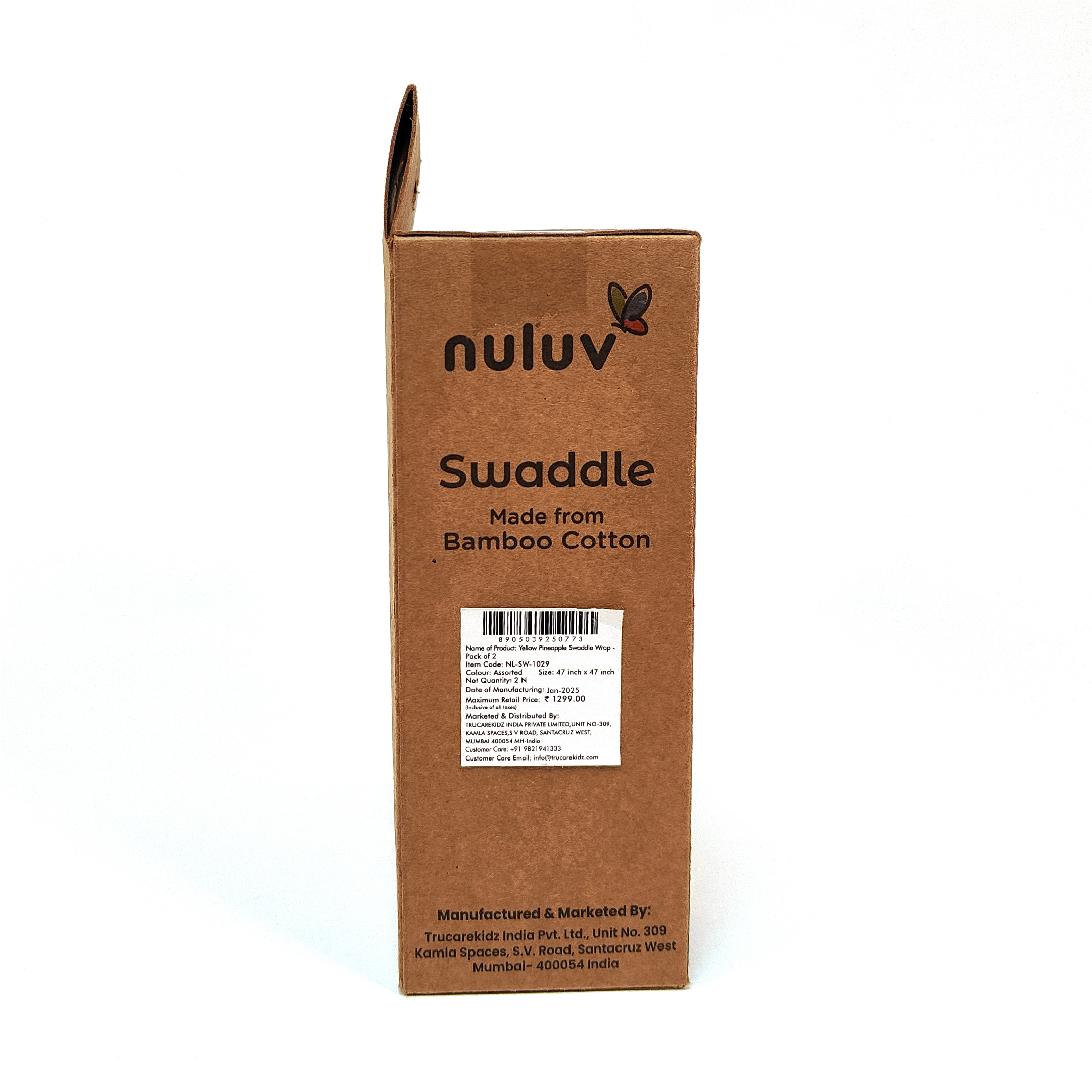 Nuluv - Bamboo Cotton Swaddle Wrap Set - Pineapple/Star - 2 Pcs