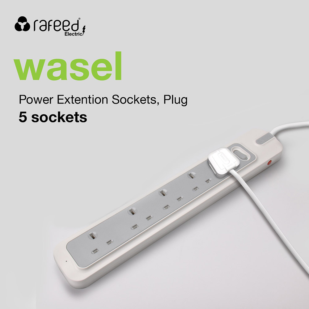 Rafeed - 5 Socket Power Extension Lead - 2m - 2990 W