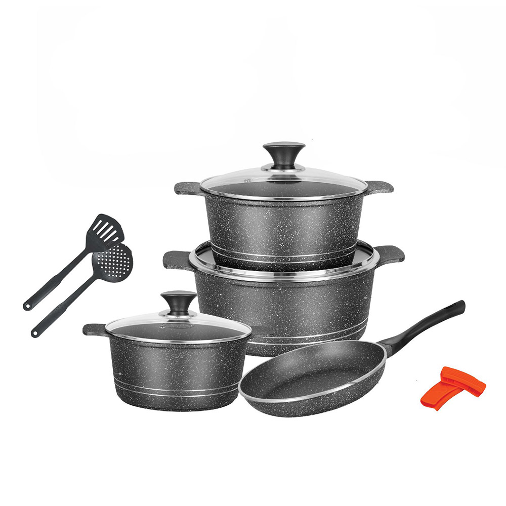Sonex - Non-Stick Omega Junior Cookware Set - Grey Marble - 11 Pcs