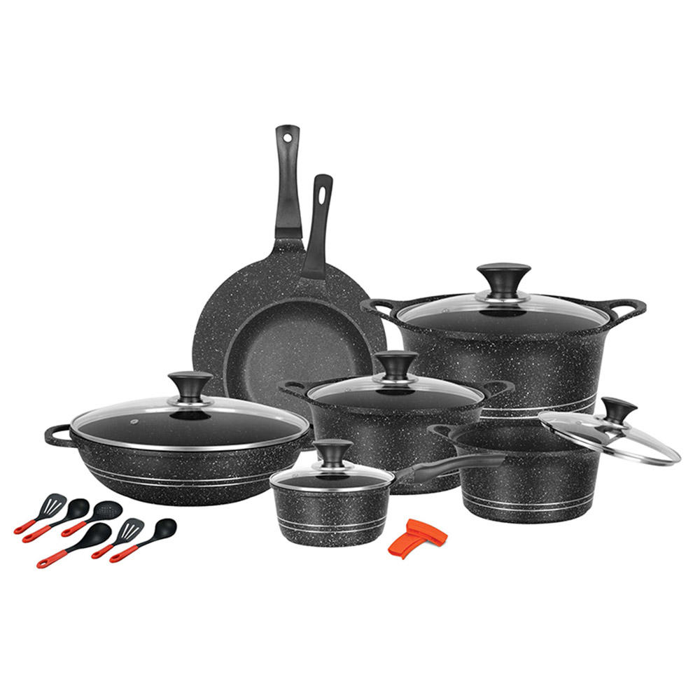 Sonex - Non-Stick Eden Plus Cookware Set - Grey Marble - 20 Pcs