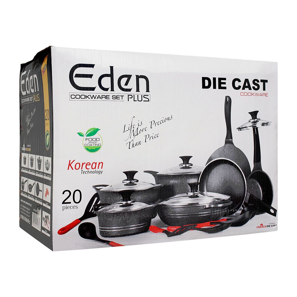 Sonex - Non-Stick Eden Plus Cookware Set - Grey Marble - 20 Pcs
