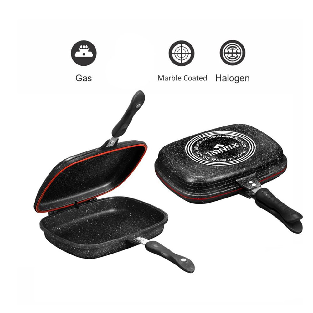 Sonex - Non-Stick Double Grill Pan - Black Marble - 36 cm