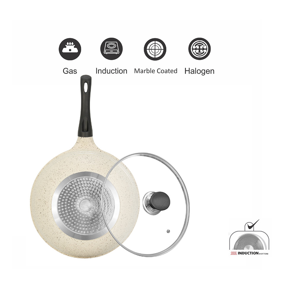 Sonex - Non-Stick Eden Wok - White Marble - 26 cm