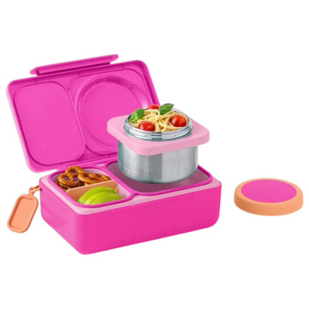 OmieBox - 3-Compartment Up Thermos Lunch Box - Pop Pink
