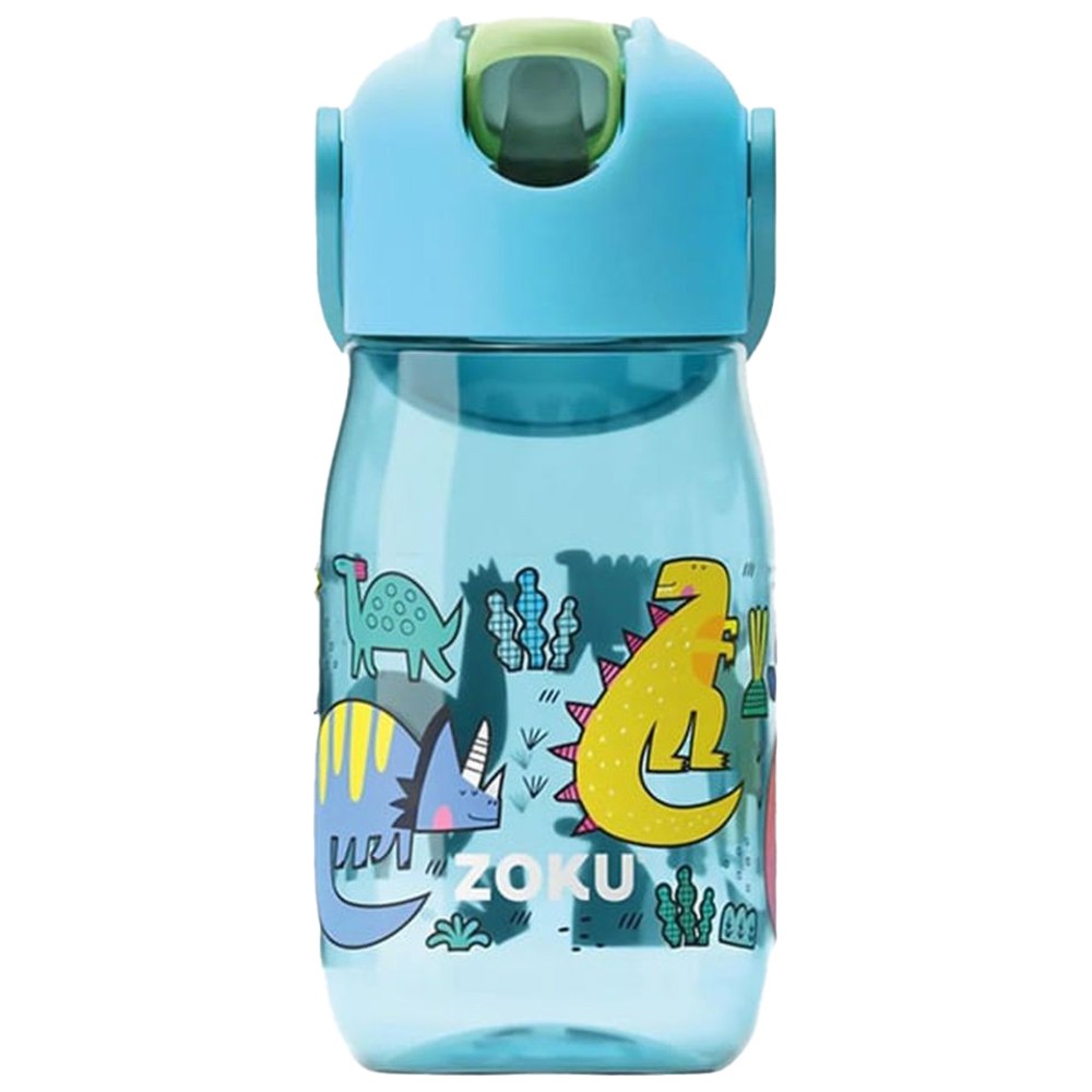 Zoku - Kids Flip Straw Water Bottle - Dino - 410 ml