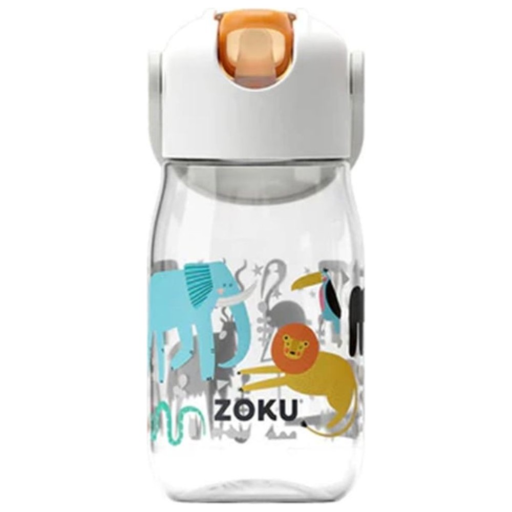 Zoku - Kids Flip Straw Water Bottle - Safari - 410 ml