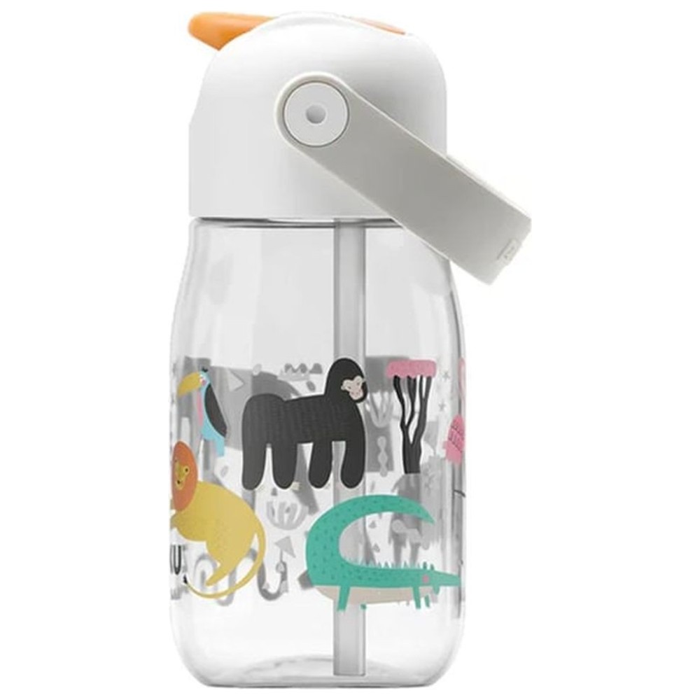 Zoku - Kids Flip Straw Water Bottle - Safari - 410 ml