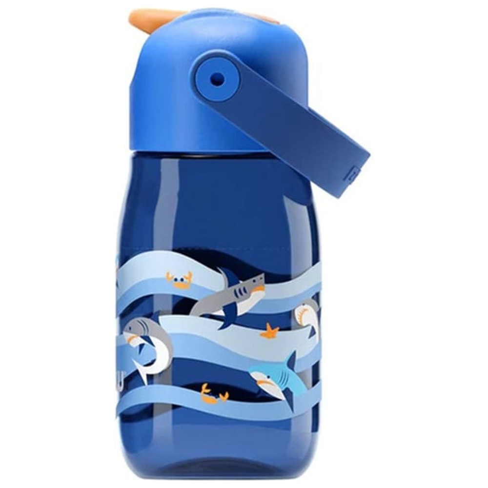 Zoku - Kids Flip Straw Water Bottle - Shark - 410 ml
