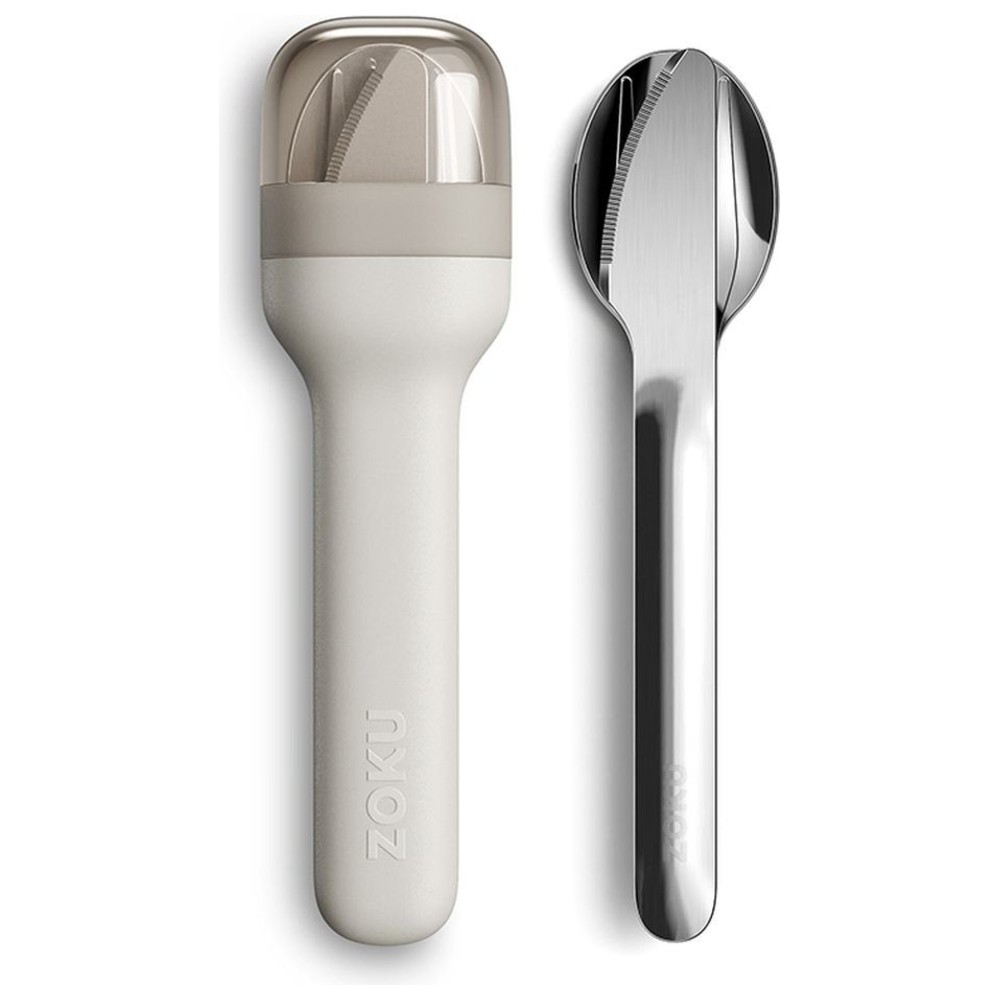 Zoku - Pocket Reusable Cutlery Set With Case - Grey - 4 Pc Set