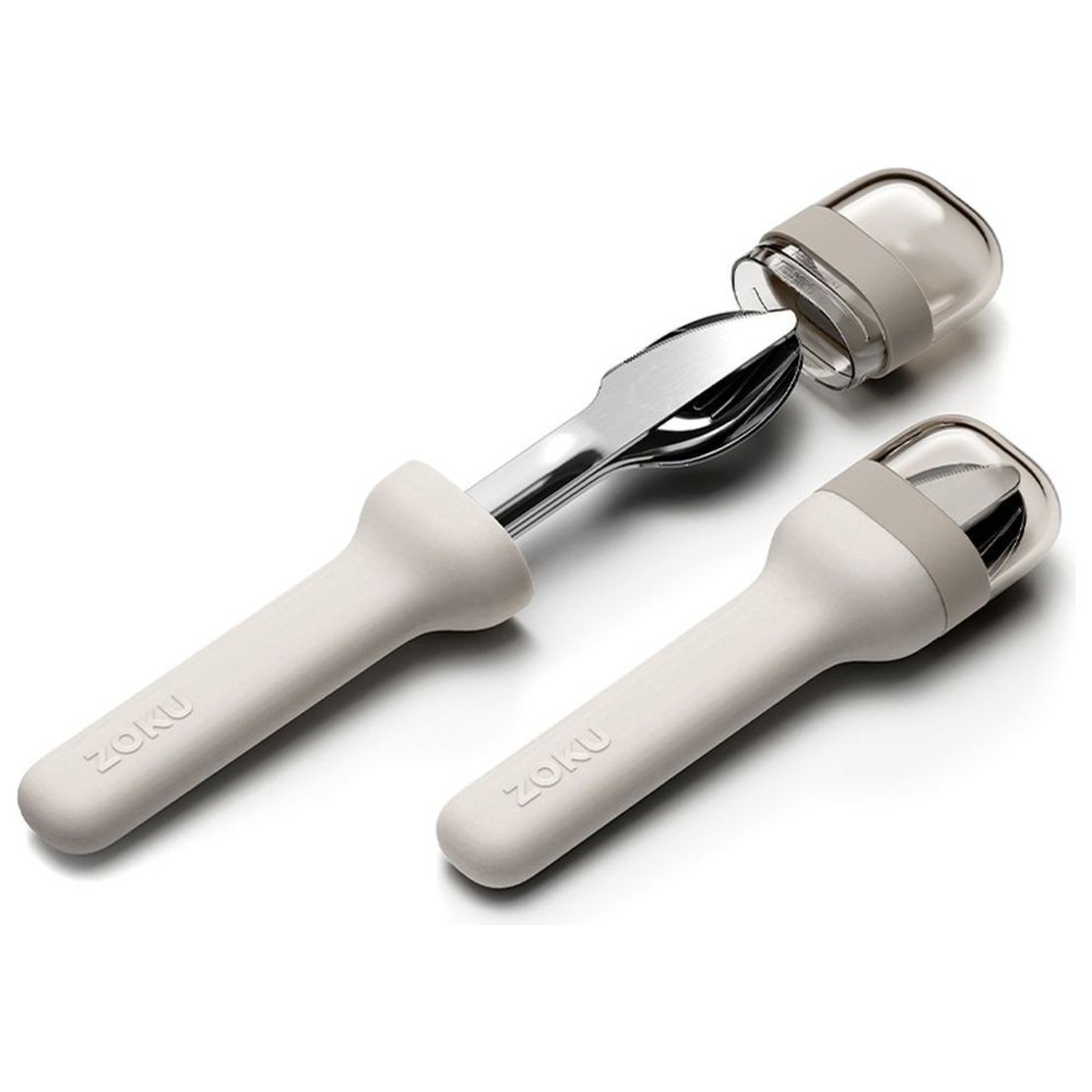 Zoku - Pocket Reusable Cutlery Set With Case - Grey - 4 Pc Set