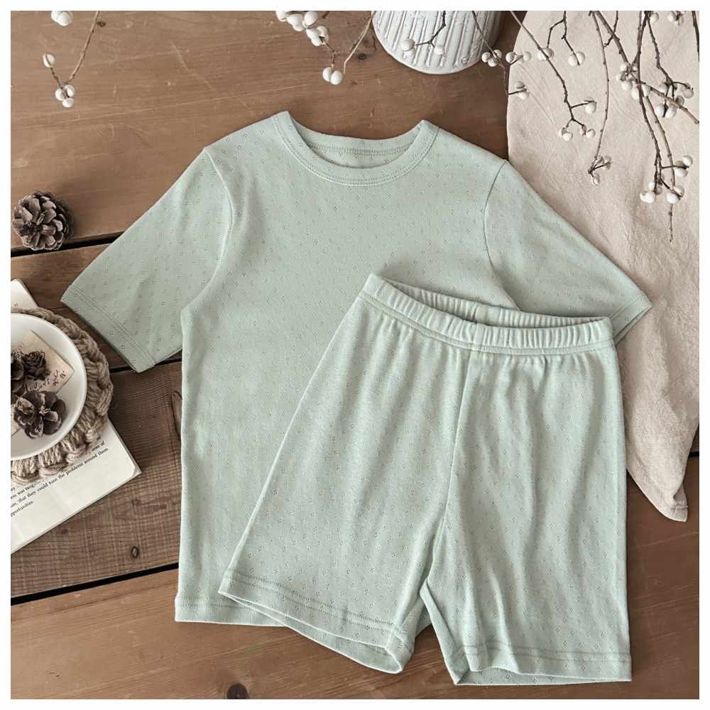 Cherubcare Solid Pyjama Set - Green - 2 Pcs