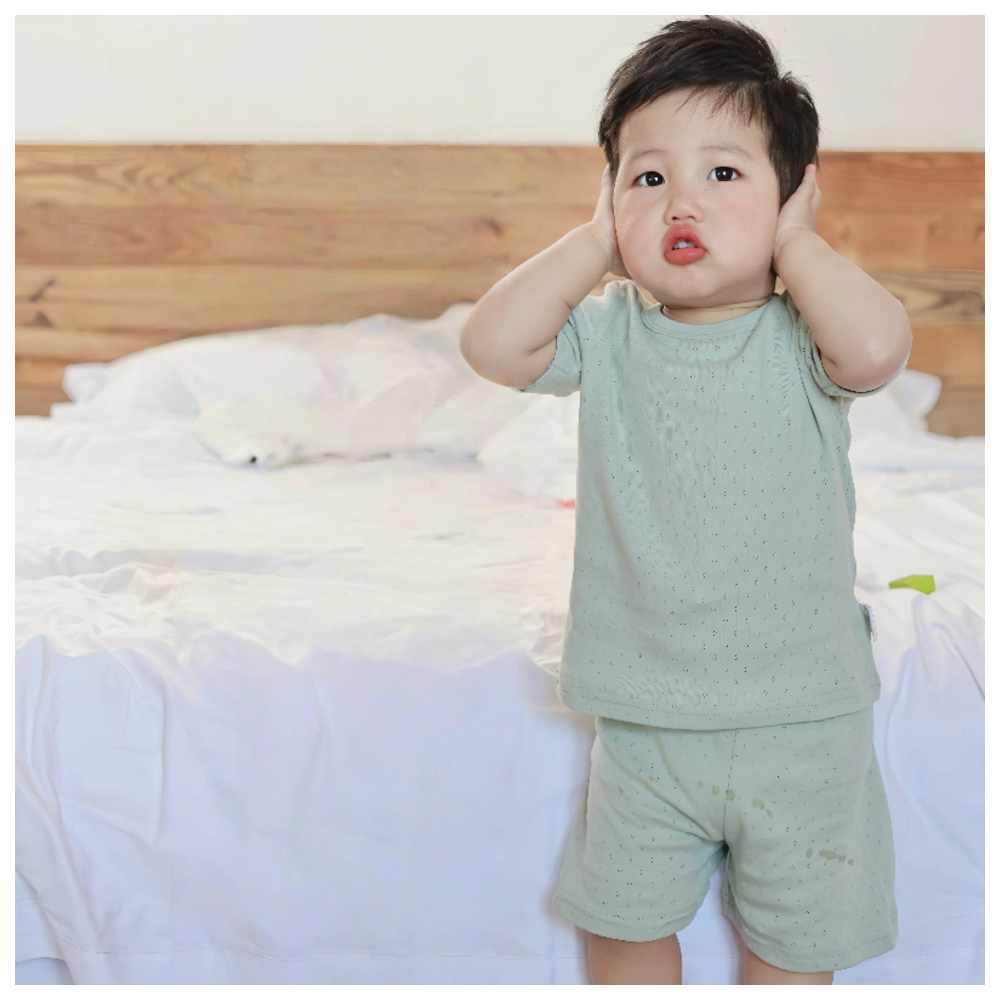 Cherubcare Solid Pyjama Set - Green - 2 Pcs