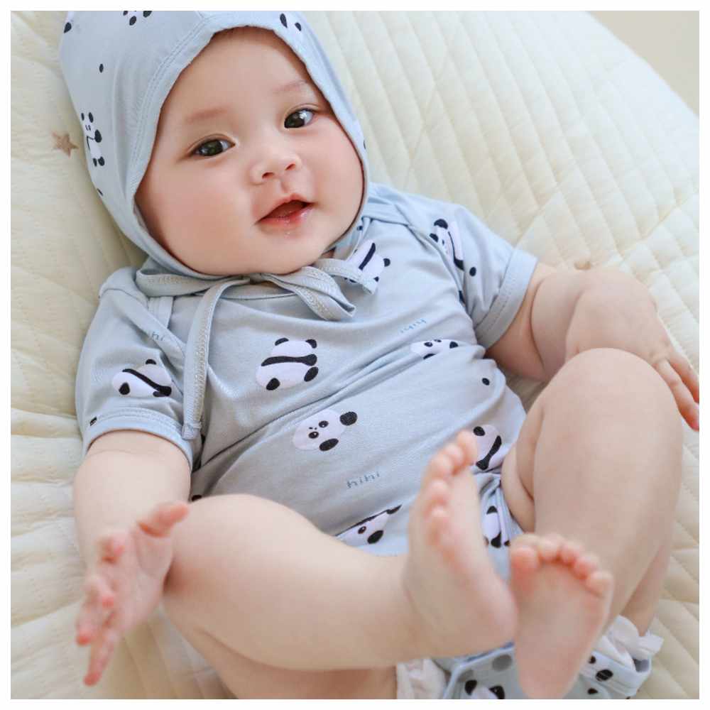 Cherubcare Panda Print Baby Bodysuit - Blue