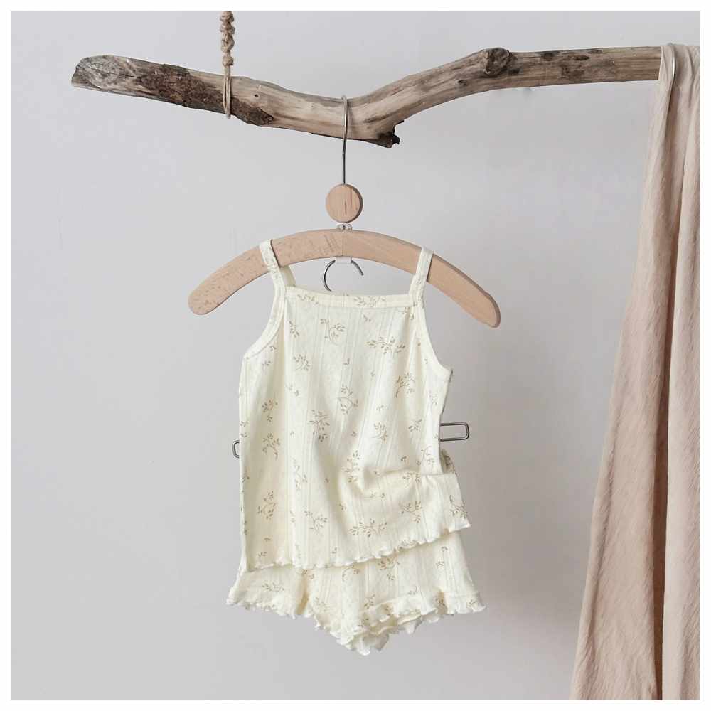 Cherubcare Floral Print Sleeveless Top & Shorts - White - 2 Pcs