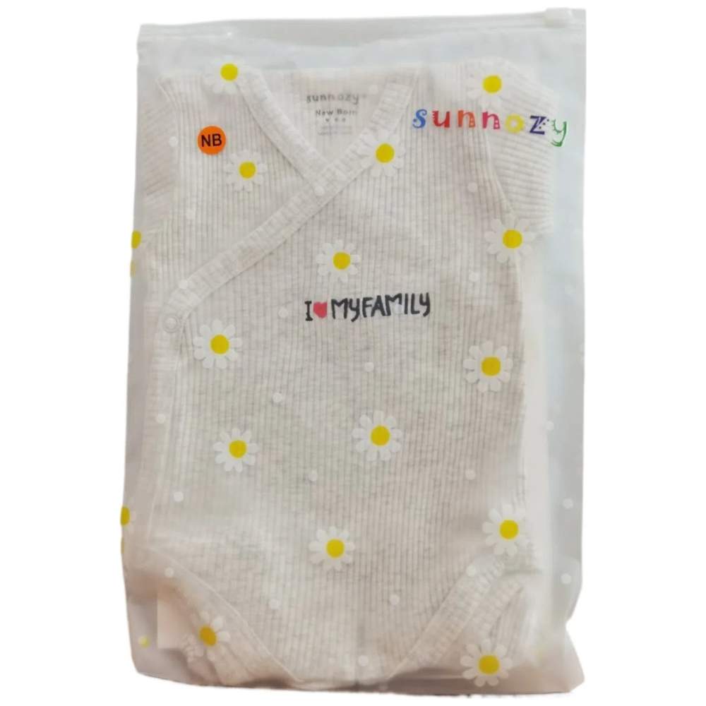 Sunnozy Baby Onesie, Footed Pants & Beanie Cap - Grey - 3 Pcs