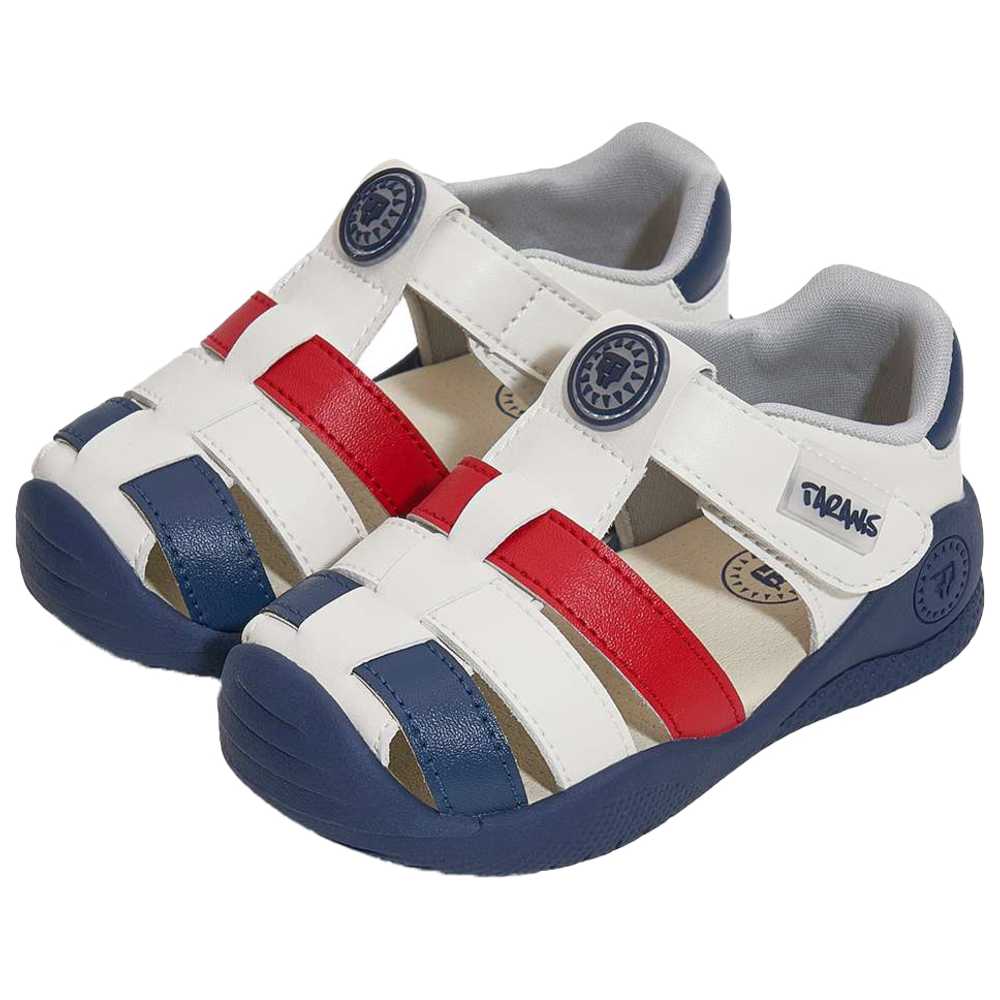 Taranis Toddler's Rubber Velcro Sandals - White/Blue