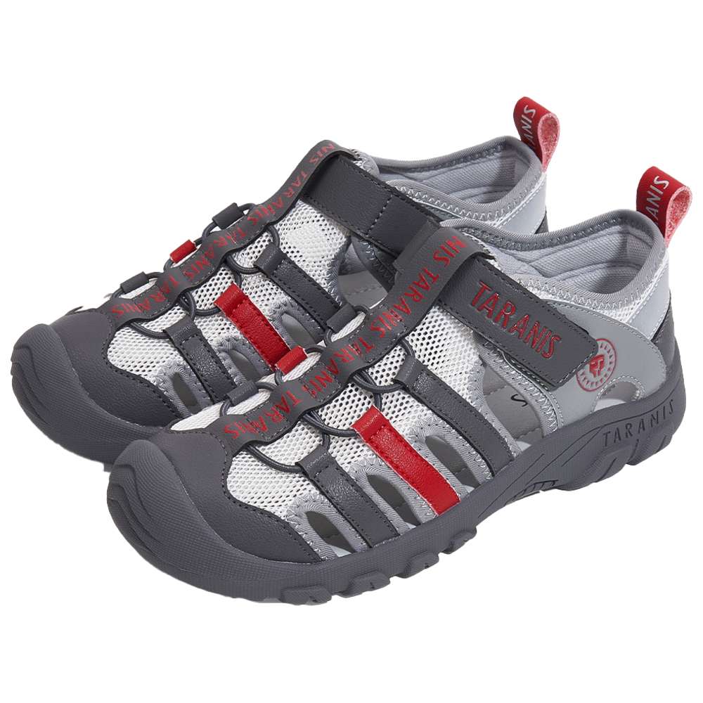 Taranis Toddler Rubber Velcro Sandals - Black/Silver
