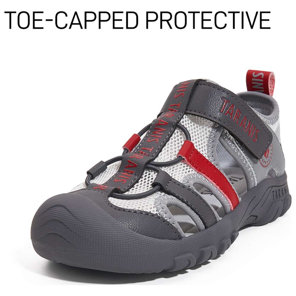 Taranis Toddler Rubber Velcro Sandals - Black/Silver